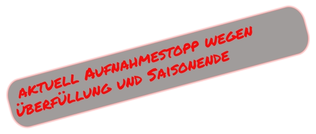 aktuell Aufnahmestopp wegen  überfüllung und Saisonende